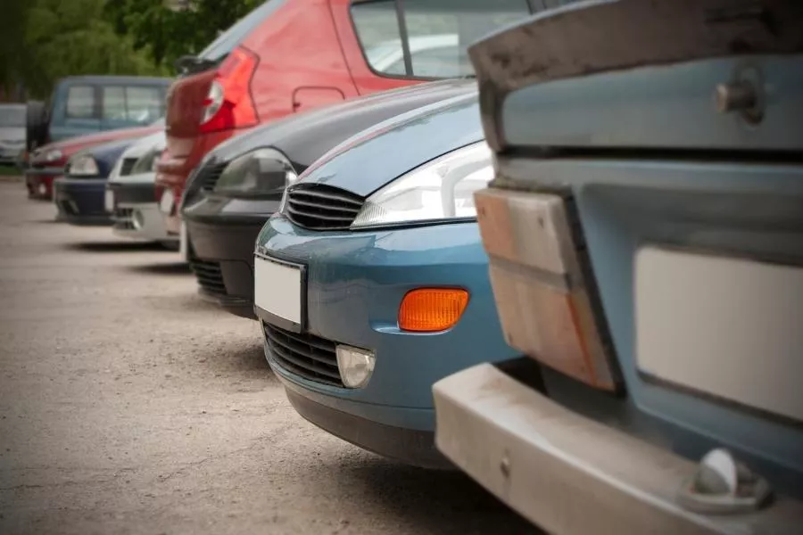 Used cars in a dealership