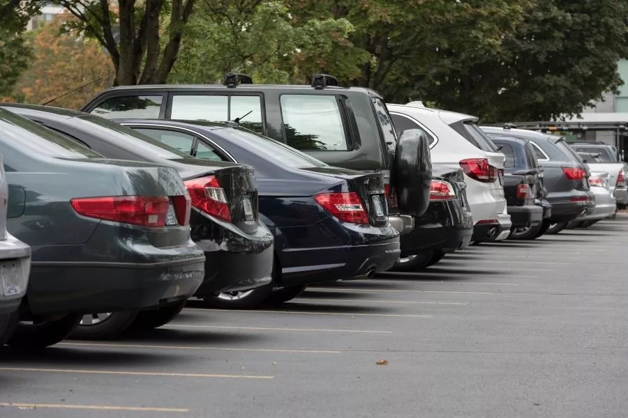 Used cars in a dealership