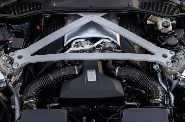 The AMG-sourced V8 is significantly lighter than V12 due to cutting 253 pounds off the DB11’s nose 503bhp AMG powertrain