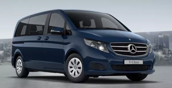 In the shape of a basic van, the exterior design, actually, is not very outstanding angular front of the Mercedes V-Class Rise