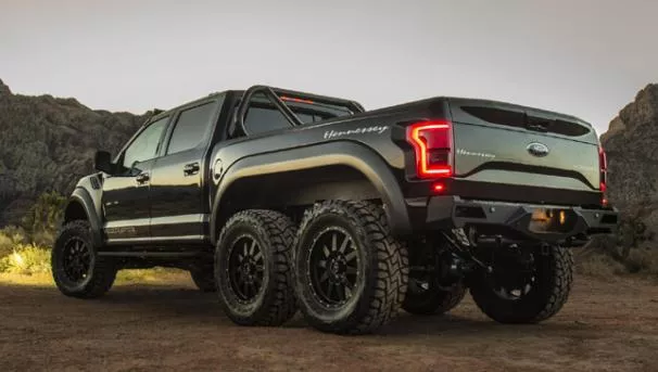 Angular rear of a Ford VelociRaptor 6x6 