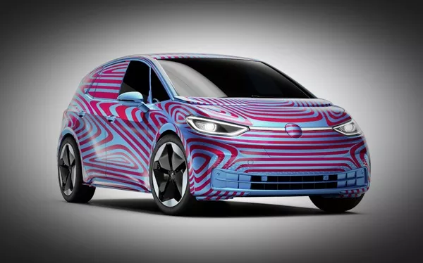 A picture of an ID.3 with pre-production colors.