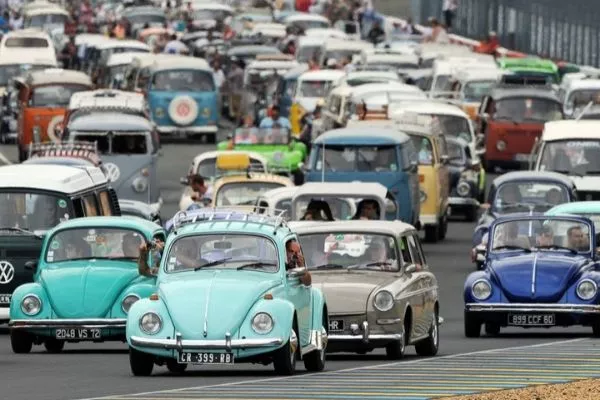 Velkswagen cars in a convoy