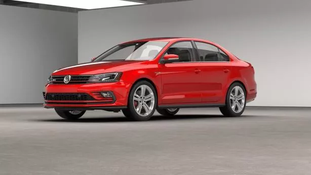 Angular front of a red VW Jetta GLI 2018