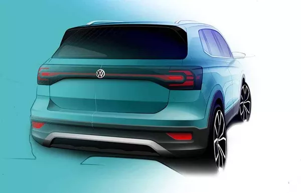 volkswagen t-cross 2019 teaser rendering rear view