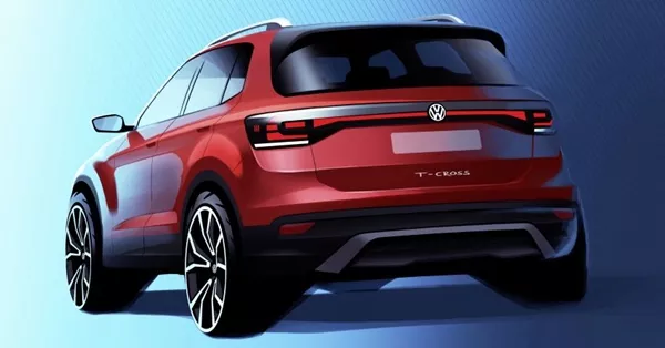 Volkswagen t-cross 2019 teaser image of the rear