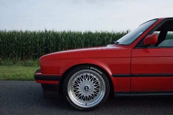 An alloy wheel of a BMW
