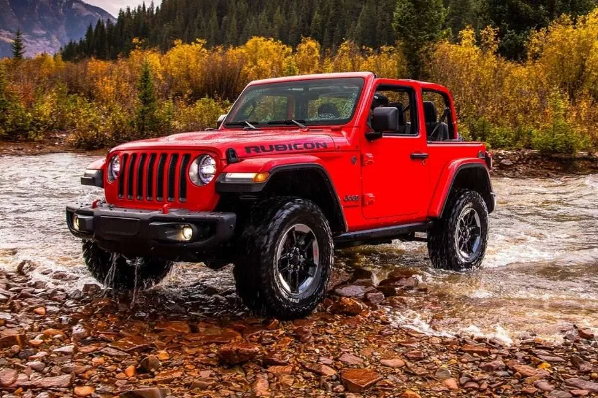 A picture of the Wrangler with its doors off