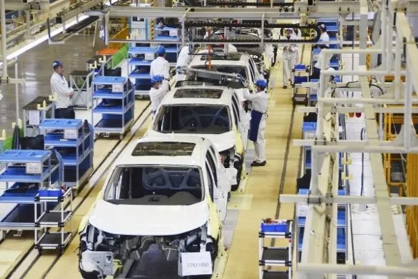 A picture of a car factory in Wuhan, China