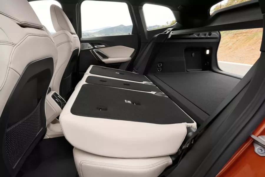 The BMW X1's rear cabin with the seats folded down A picture of the X1's passenger cabin.