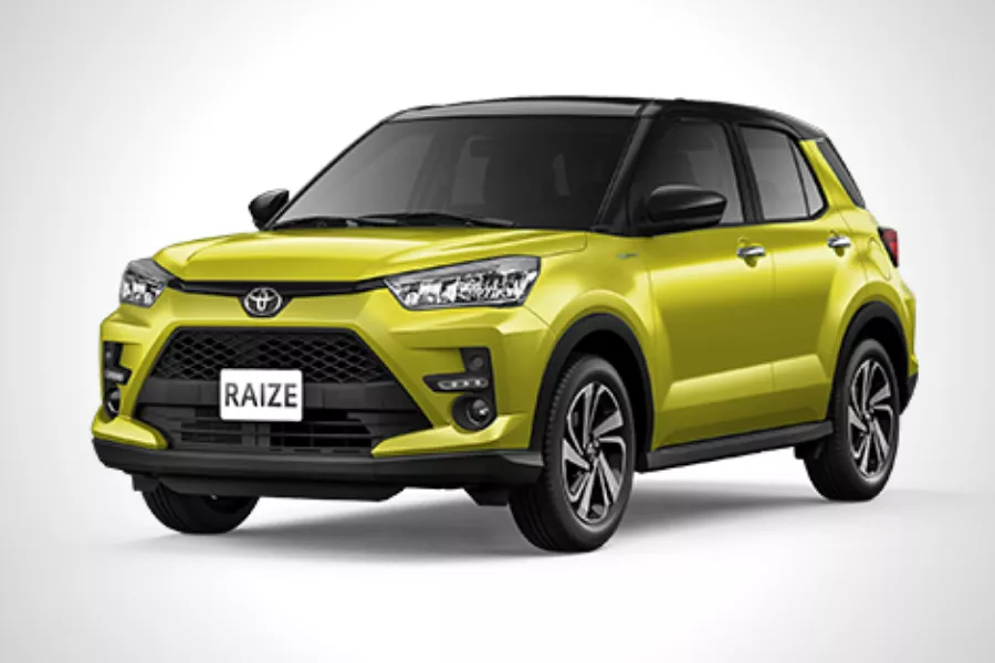 A picture of the Toyota Raize in yellow SE