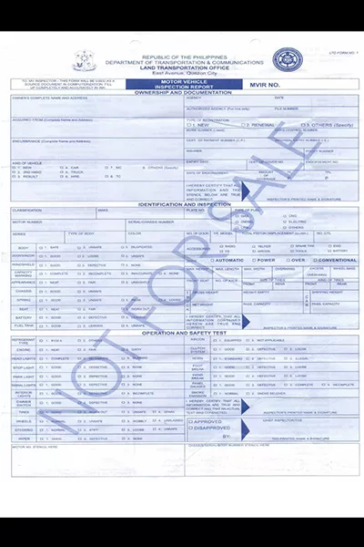 A picture of an MVIR or LTO Stencil form