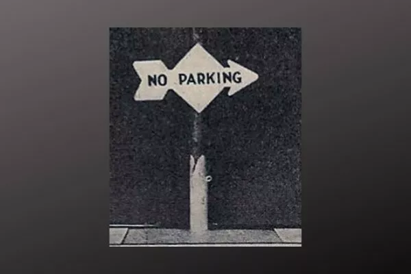 A picture of an old 1920's traffic sign