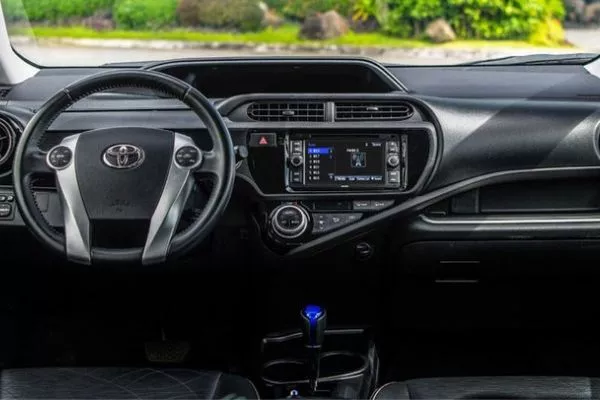 A picture of the Toyota Prius C's dashboard.