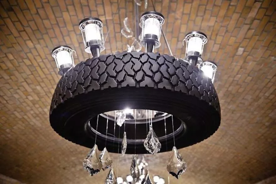 A black chandelier tire