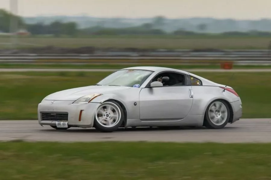 A picture of a Nissan 350Z on a drift track