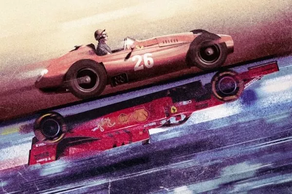 A picture of Fangio aboard his Maserati 250F