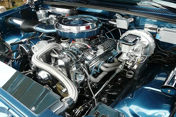  a car's engine bay
