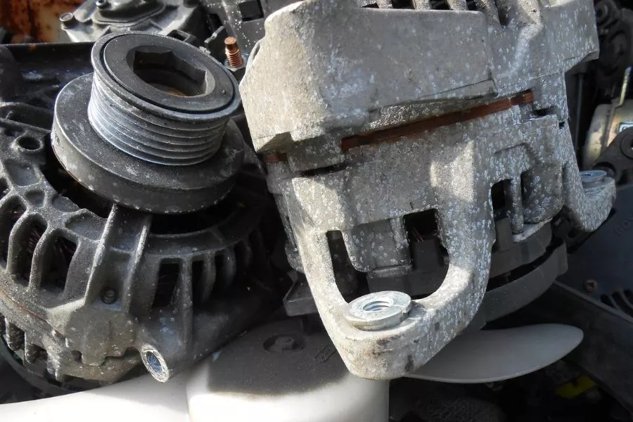 Alternator bearings should be inspected every 12 to 24 months An alternator in an engine bay