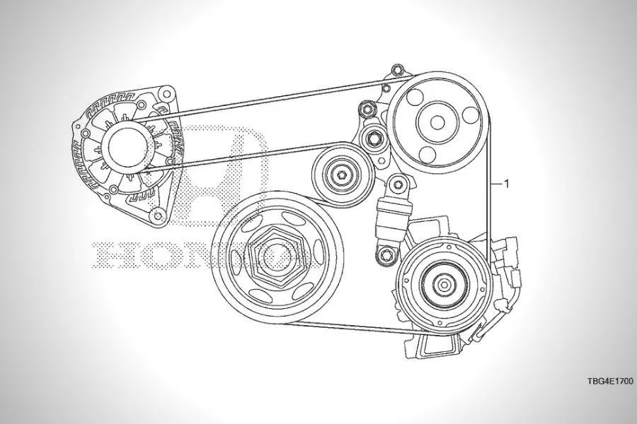 A diagram of the 2021 Civic's alternator OEM belt