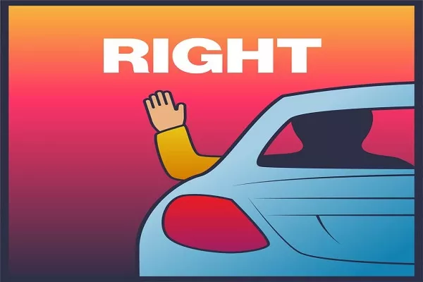 Right turn driving hand signs