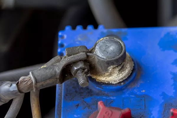 A picture of a dirty battery terminal.