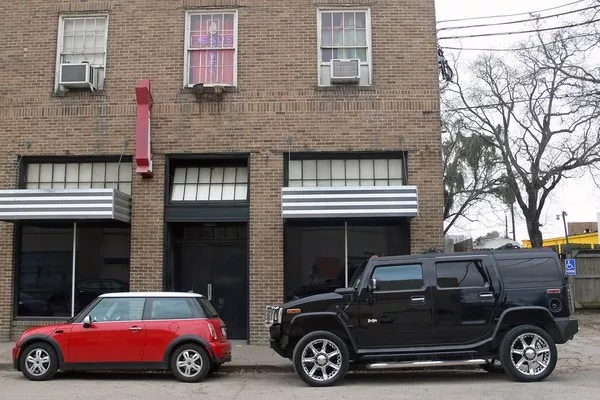 Lighter vehicles will basically be pushed backward by heavier ones during an impact Cars parked
