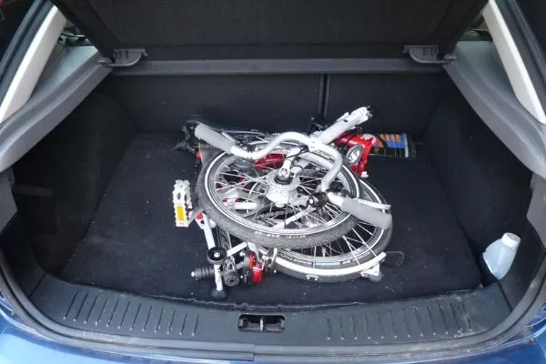Folding bike in car trunk