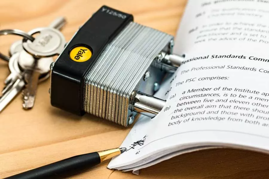 Padlock and document