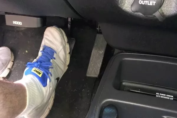 Man pumping the brakes