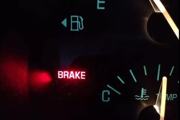 Brake warning light on dashboard