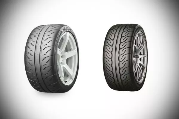 A picture of a potenza tire and the neova tire.