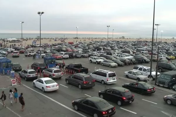 A very busy parking lot