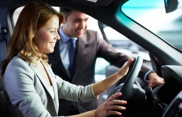 A woman doing a test drive