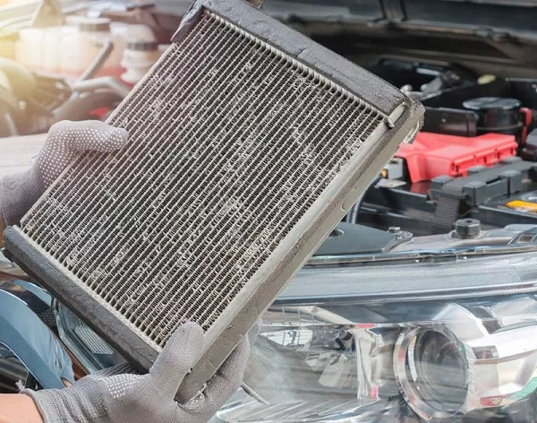 A picture of a car aircon evaporator