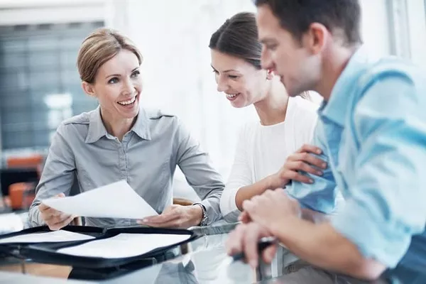 three talking to each other