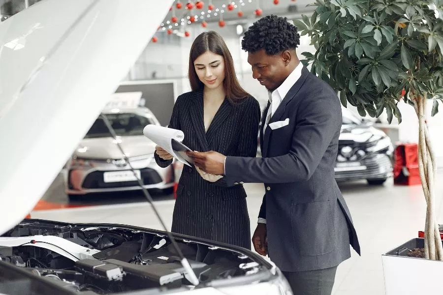 Car dealership with a sales representative