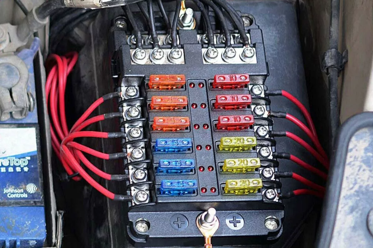 A picture of a car's fuse box