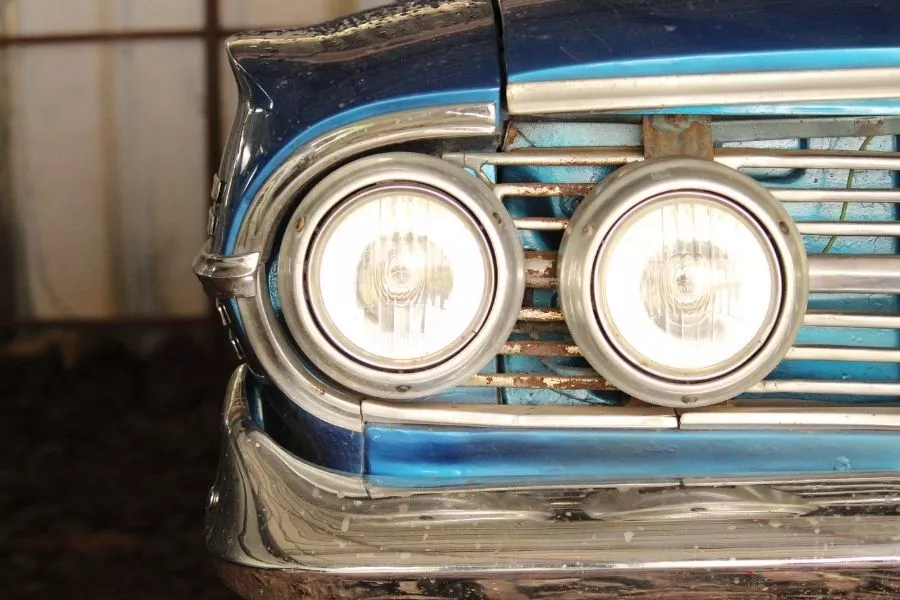 A classic car's headlight