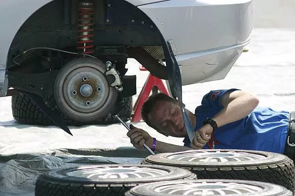 Man fixing the car
