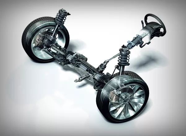 A picture of a car's steering system