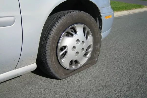 Car with flat tire