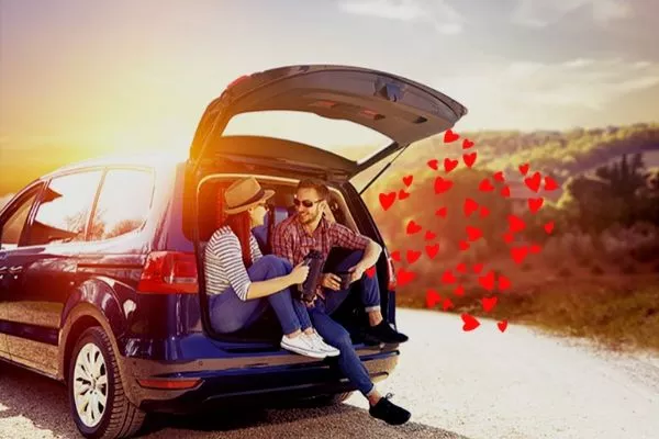 couple on car