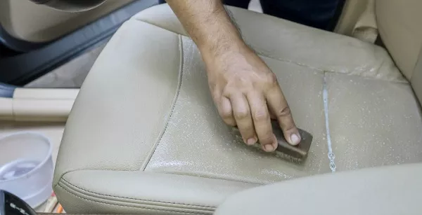 Scrub the car seat