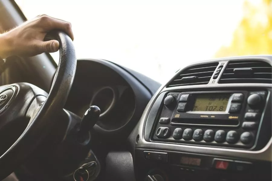 Car stereo in a car