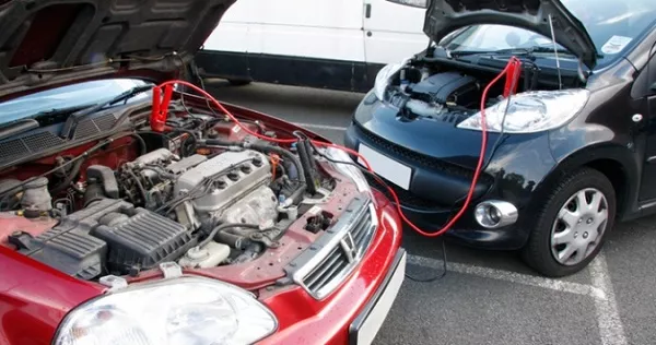 It's great to have friends who also own cars, especially if yours breaks down. Yay! A picture of the jump start procedure