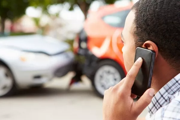 Time to call for help a driver calling at a car accident