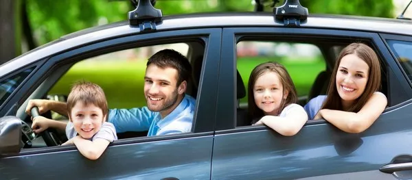 Family inside the car