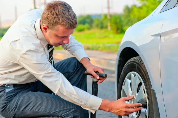 Man checking the tires