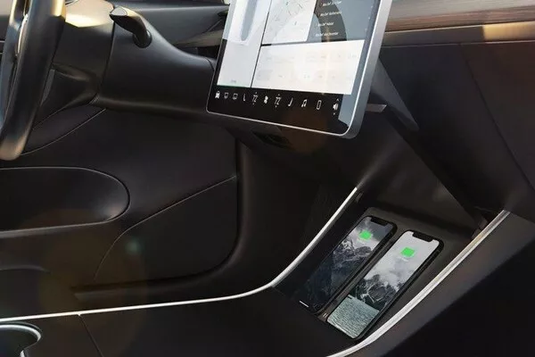 Car with wireless phone charging feature